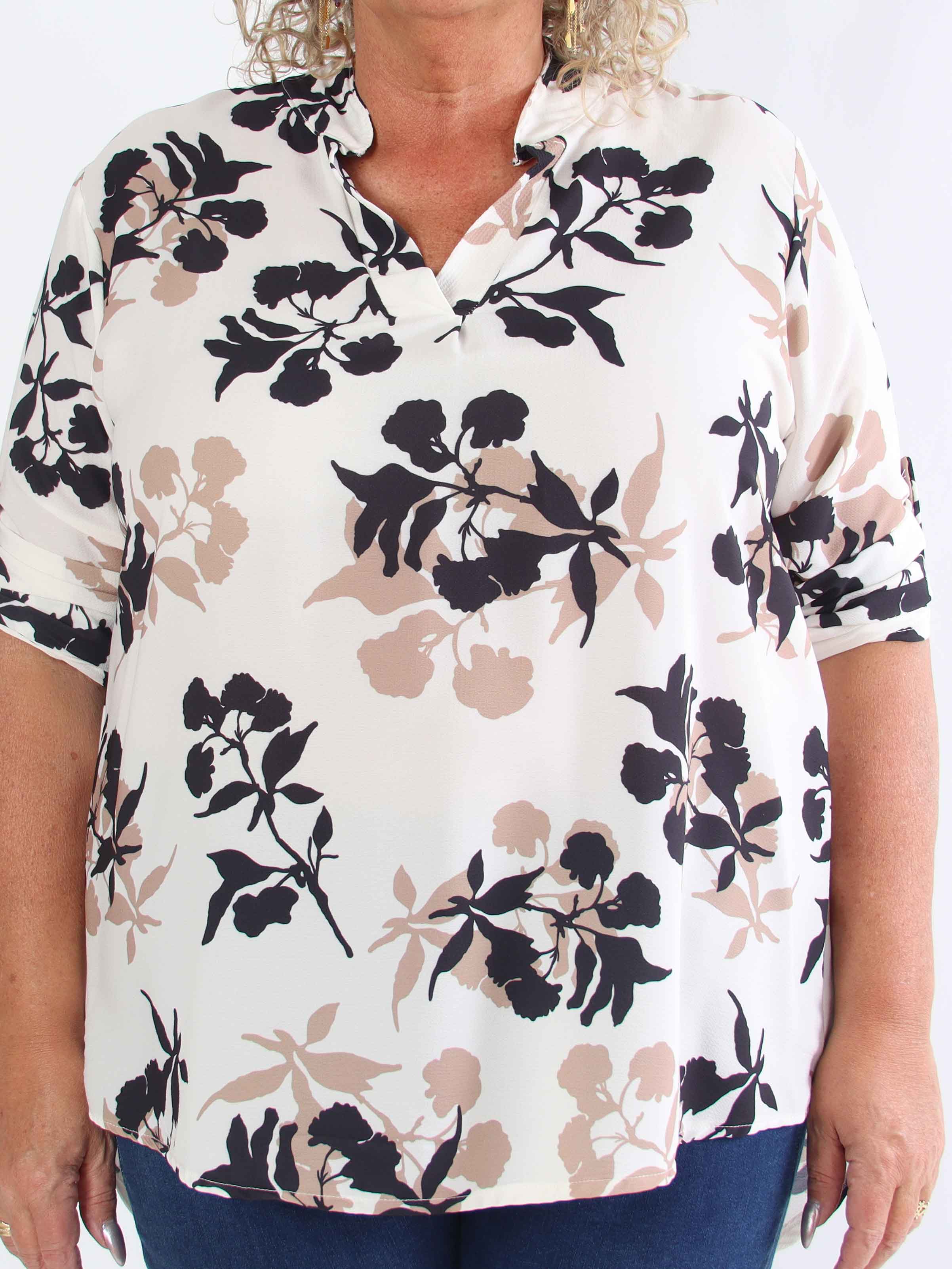 Vanesa Leaf - Lätt plus size-tunika i viskos med bladmotiv